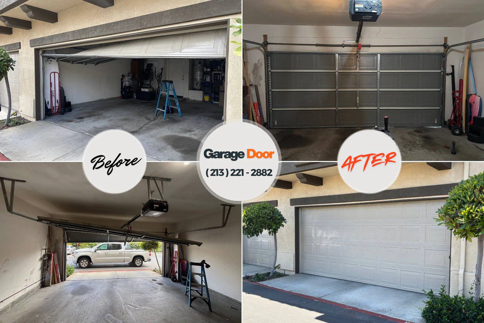 Before and after: garage door repair Kohler, WI